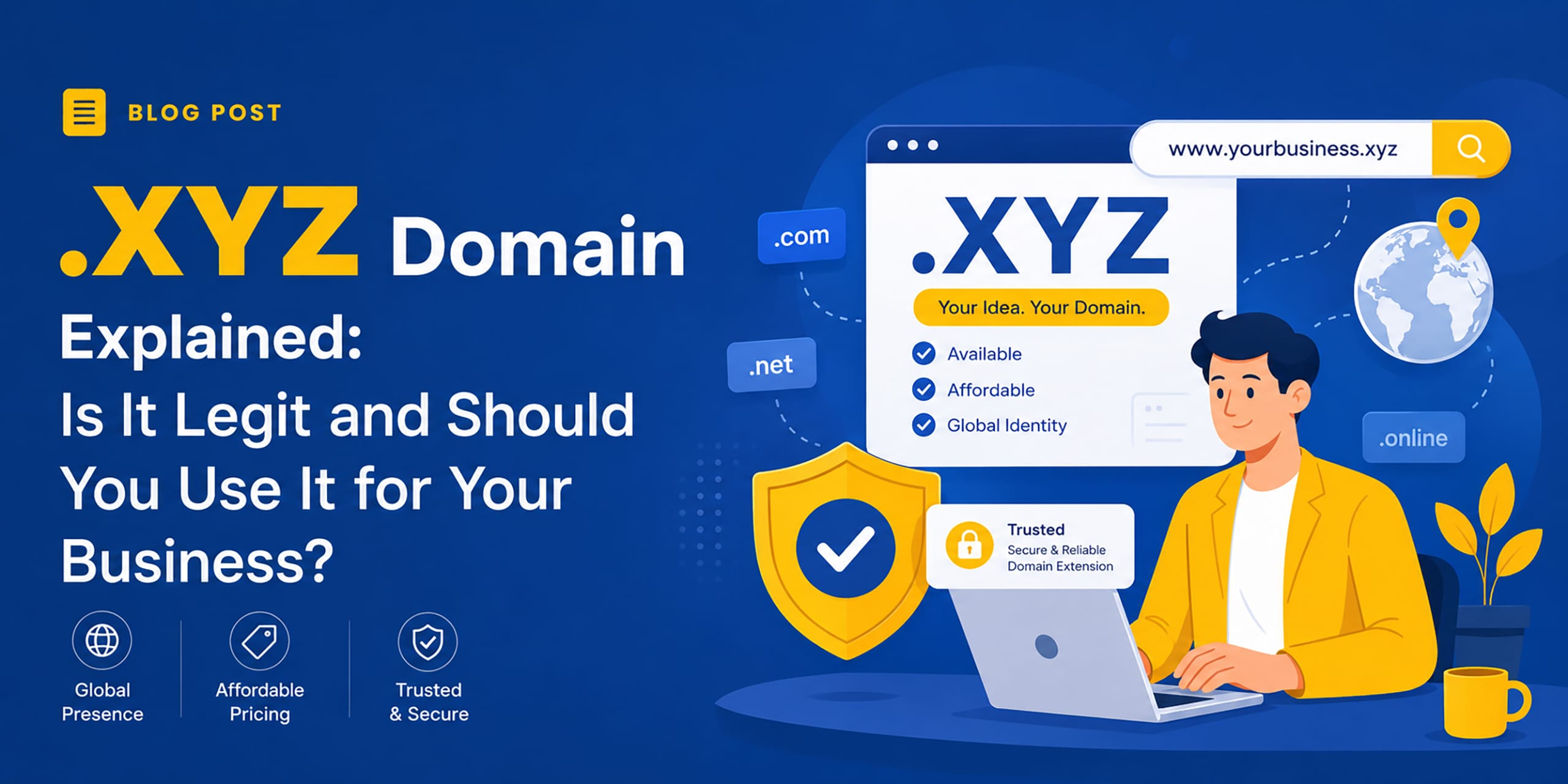 Comparison of .xyz and .com domain extensions for SEO and branding